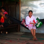 Young mother in a fishingvillage outside Sihanoukville