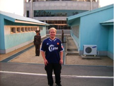 border between north and south Korea is going in the middle of the light blue houses behind me...